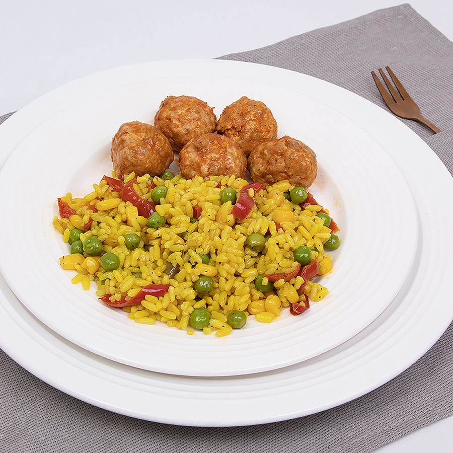 Овощное ризотто с митболами