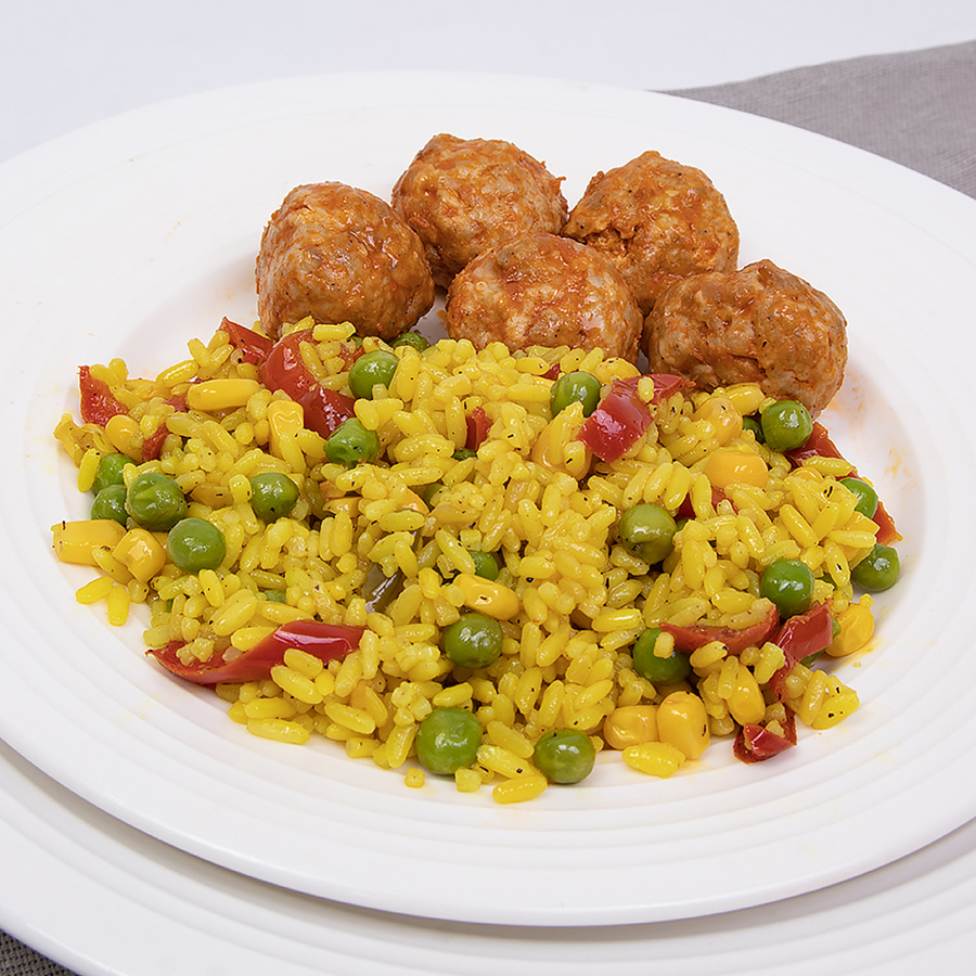 Овощное ризотто с митболами